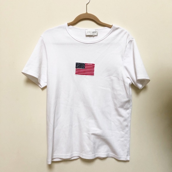 Tops - 🌹Sport Savvy | White Cotton USA Graphic Tee